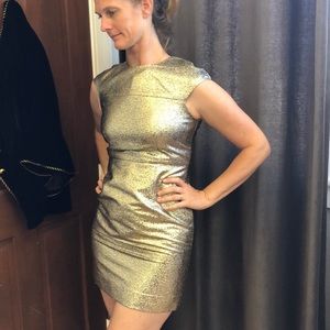Gold Metallic Dress- DVF Diane Von Furstenberg